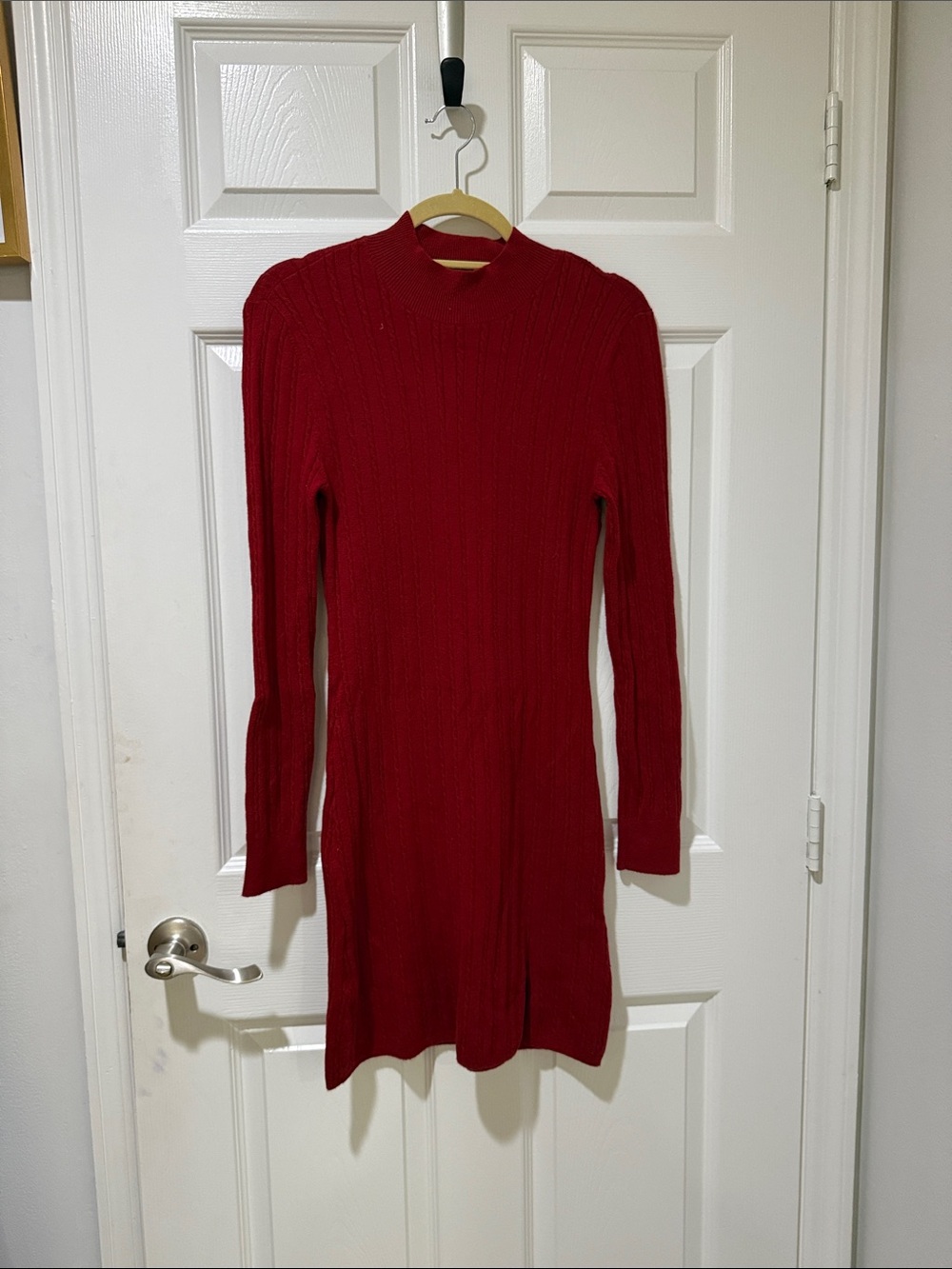 Abercrombie & Fitch Crimson Ribbed Long-Sleeve Sweater Dress